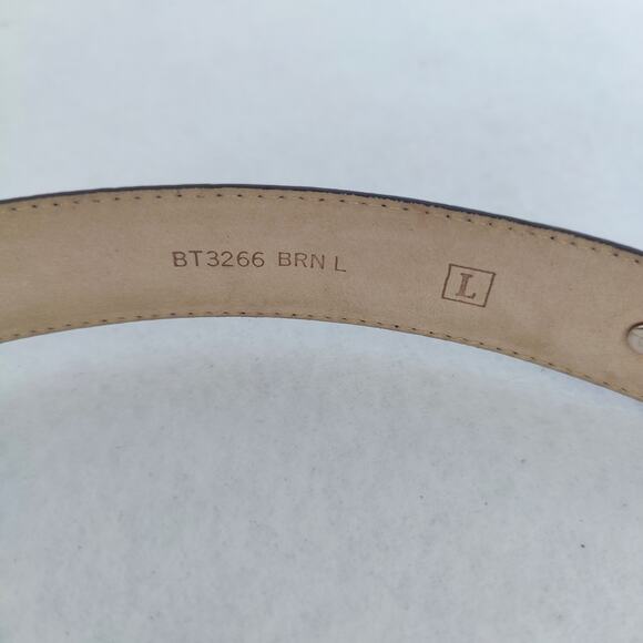 Fossil Women Large Brown Croc Embossed Cowhide Leather Belt 38" Silver buckle 96 - Picture 6 of 8